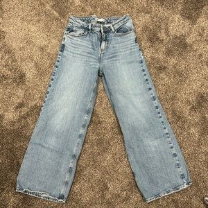High waisted wide leg denim